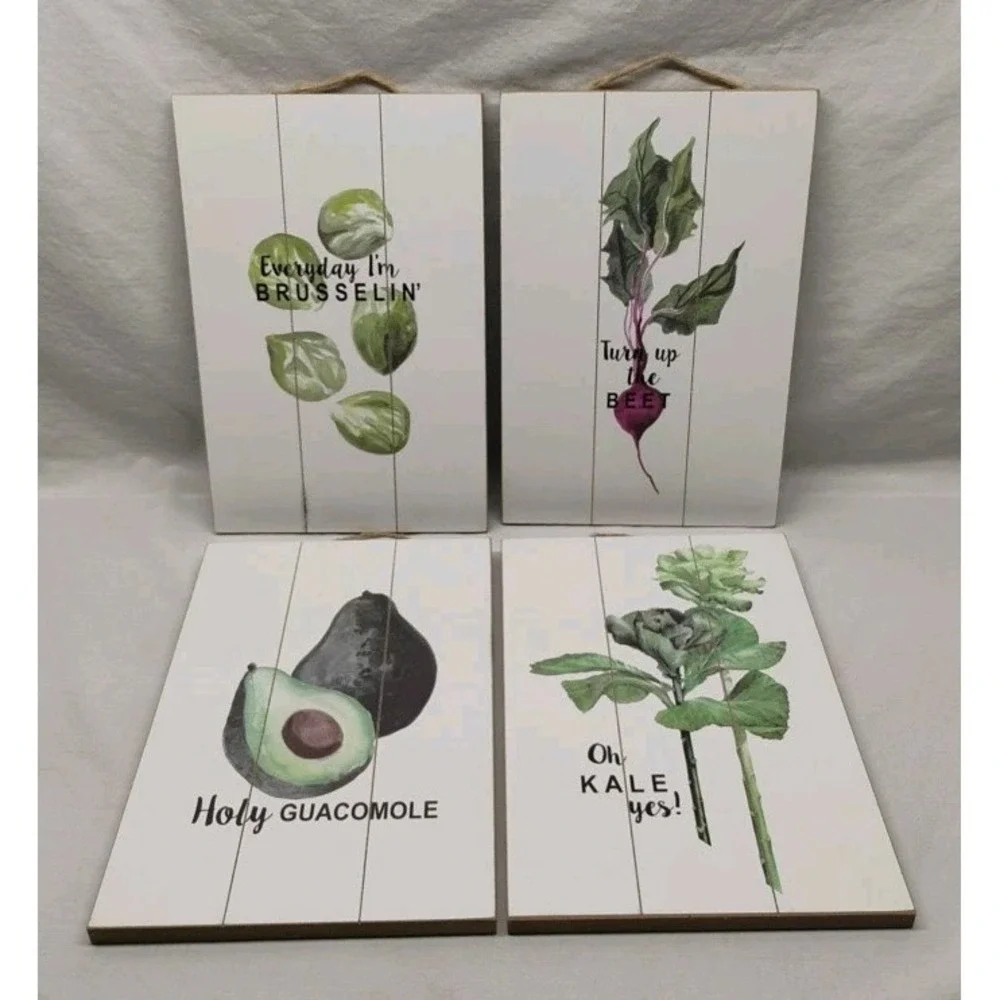 Simply Spring‎ Wood Wall Decor Heather Myers Gardening Humor 4pc Set Oh Kale Yes